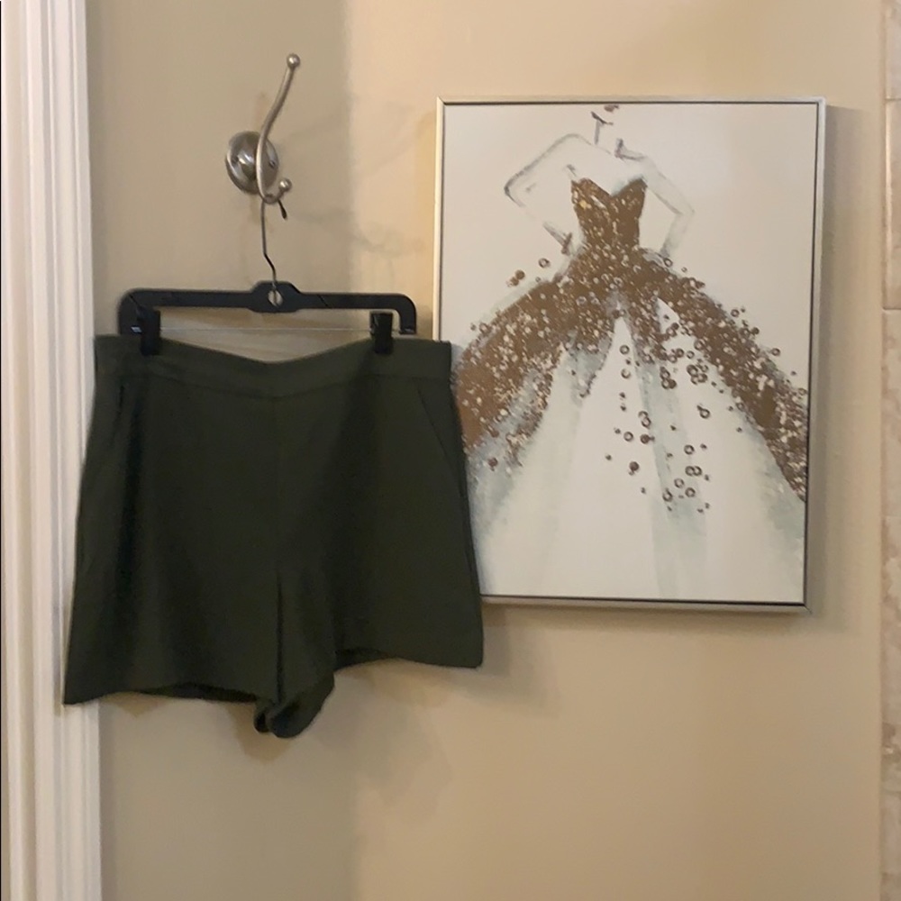 Olive Green Flowy Elastic Waist Shorts LOFT